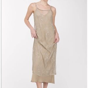 OAK + FORT Sheer Stone Midi Dress